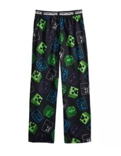 Minecraft Pajama Pants Night Scene Sleep Pants Small 4/5 Black Mojang Creeper