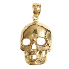 New 14k Yellow Gold Skull Pendant