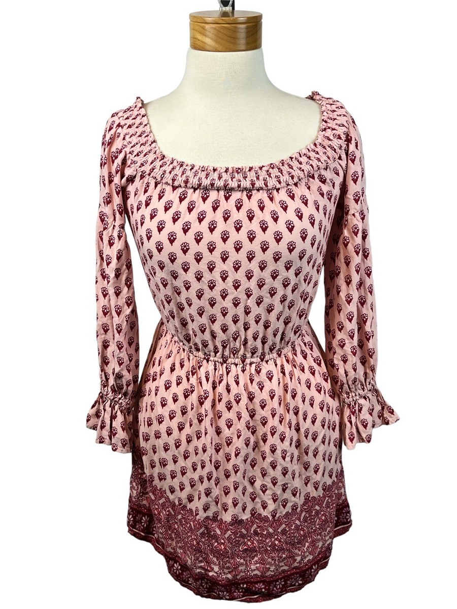 Hollister Women's Pink Floral Ruffle Mini Dress Long Sleeves Size Small |  eBay