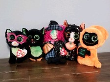 Lot of 5 TY HALLOWEEN Beanie Boos Babies Scary - Jinx - Beastie - Seeker - Jinxy