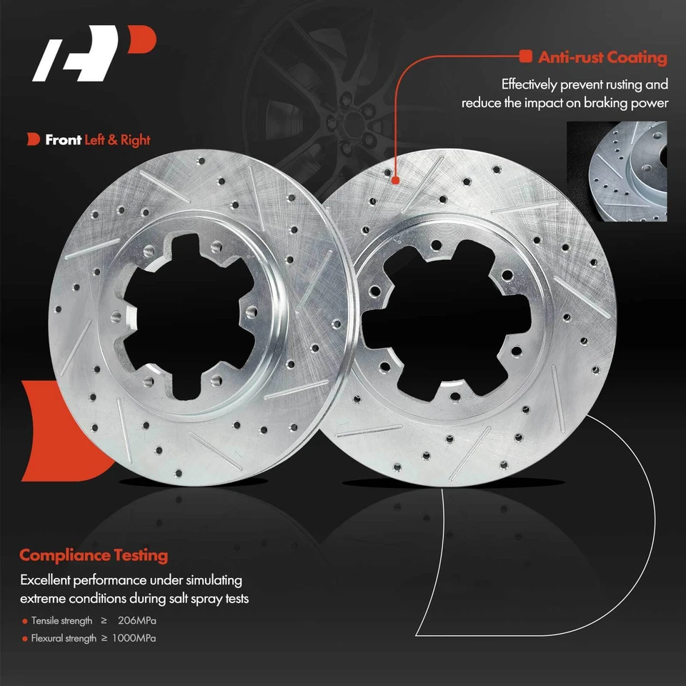 6x Rotores de freno perforados y pastillas de cerámica delanteras para Nissan Pathfinder 1987-1995 D21 Foto 4 de 4