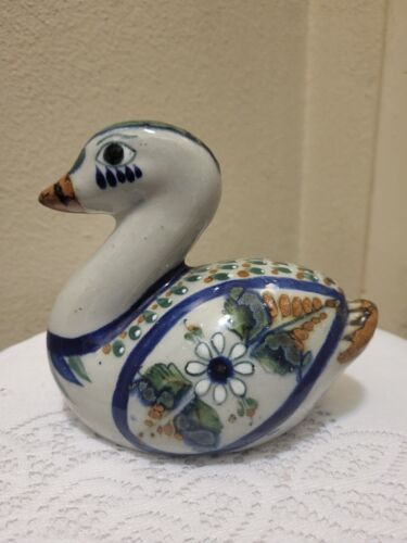 vintage signed erandi tonala folk mexican pottery duck figurine hand painted 5" - Picture 1 of 4