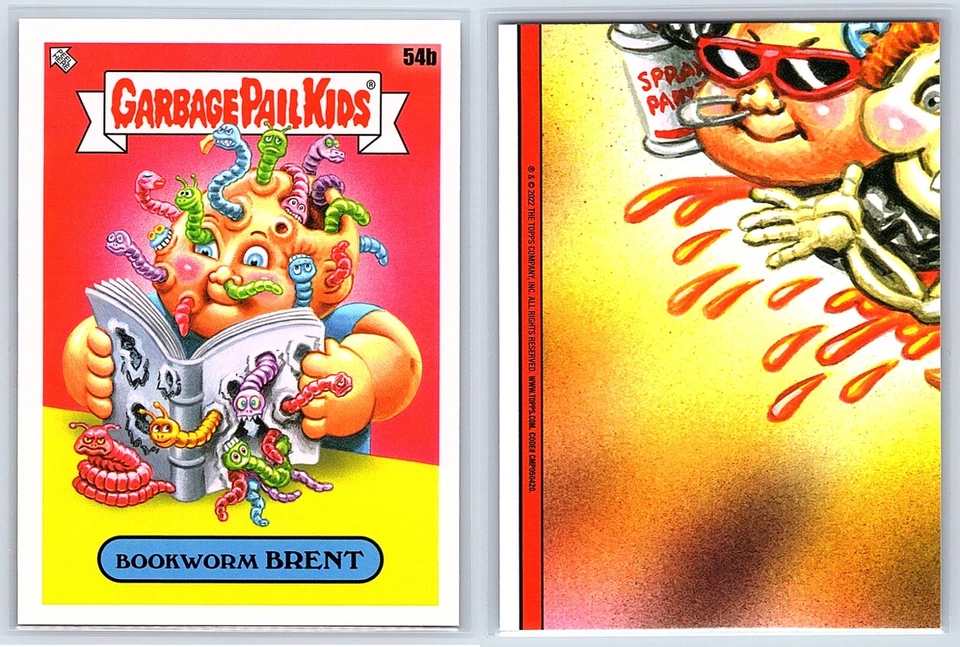 Garbage Pail Kids 2-Card Set Book Worms Wormy Wilder 54a & Bookworm Brent 54b - Image 3 of 3