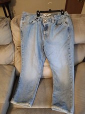 Tommy Hilfiger Jeans Womens 14 Hipster Crop Cuffed Whiskers Denim Pants VTG Y2K