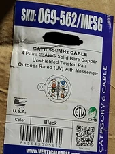 Vertical Cable 069-562/MESG CAT6 UTP Outdoor Aerial w/ Steel Messenger Wire/50ft
