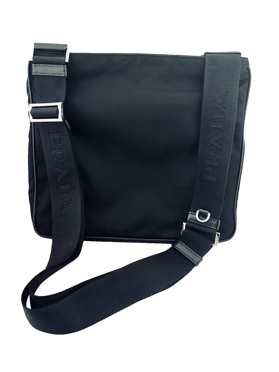 Prada Re-Nylon And Saffiano Shoulder Bag Black 2VH118 | eBay