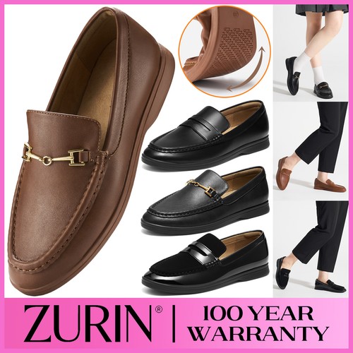 ZURIN Women Penny Loafer Shoes Flexible Anti-Slip Casual Dressy Work Flats Shoes