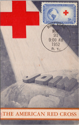 Postcard -  American Red Cross 1952 Fund, First Day Cancellation  Postcard