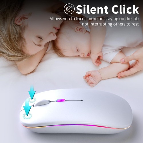 Wireless Bluetooth Mouse Rechargeable Silent Dual Mode White Portable Design - Picture 2 of 7