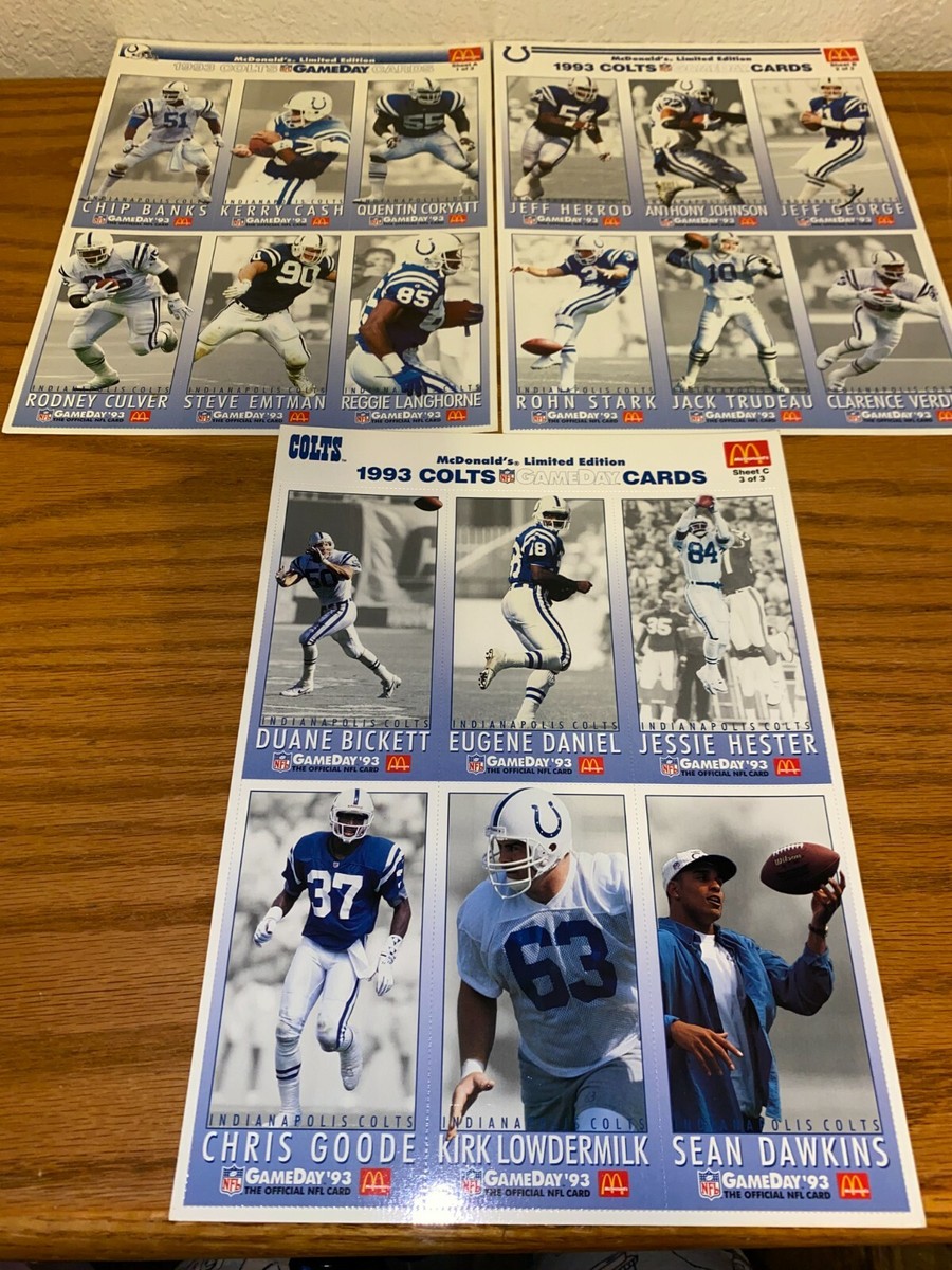 McDonalds 1993 Gameday Football Cards 3 Uncut Sheet NFL Fleer