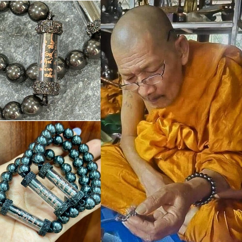 Bracelet Pu MahaSila Takrud Lp Maha Sila Luang Thai Buddha Amulet Wrist Beads