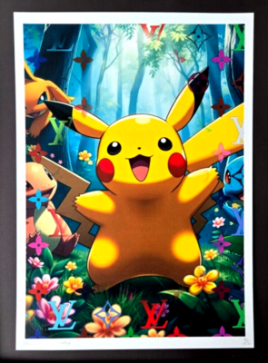 Death NYC Hand Signed Large Framed Print 16x20in Pokemon Pikachu