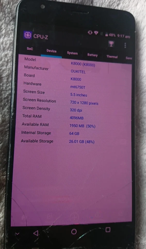 OUKITEL K8000 64Gb 4Gb RAM Android Smartphone Screen Damaged  - Image 4 of 4