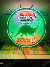 New Sinclair Dino Gasoline HD ViVid Neon Sign 24"x24" Light Real Glass Decor Bar