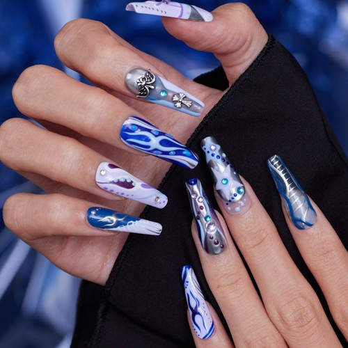 Cooling Blue Purple |Press on nails|Handcrafted with Mastery - Picture 3 of 7