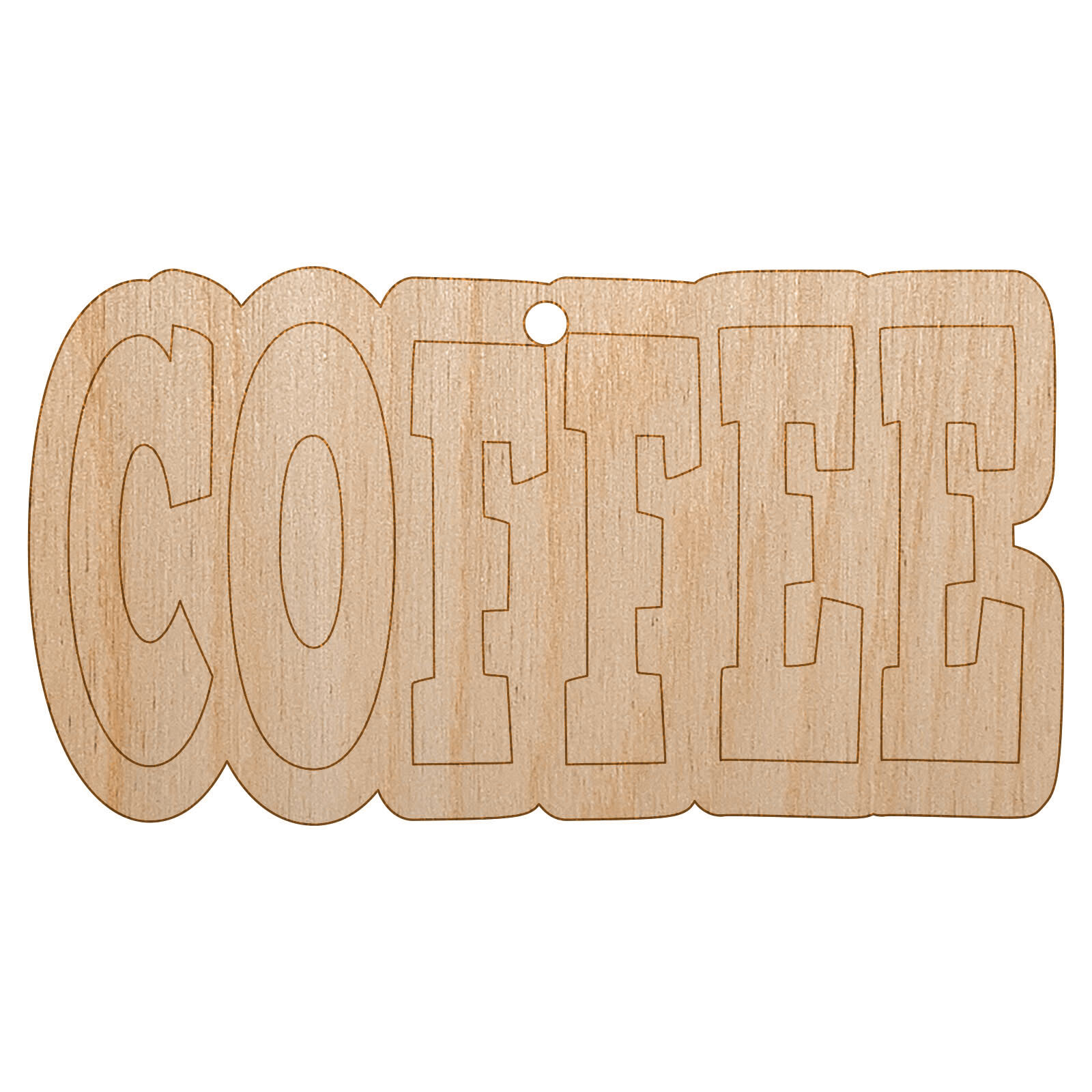 Coffee Fun Text Unfinished Craft Wood Holiday Christmas Tree DIY Ornament