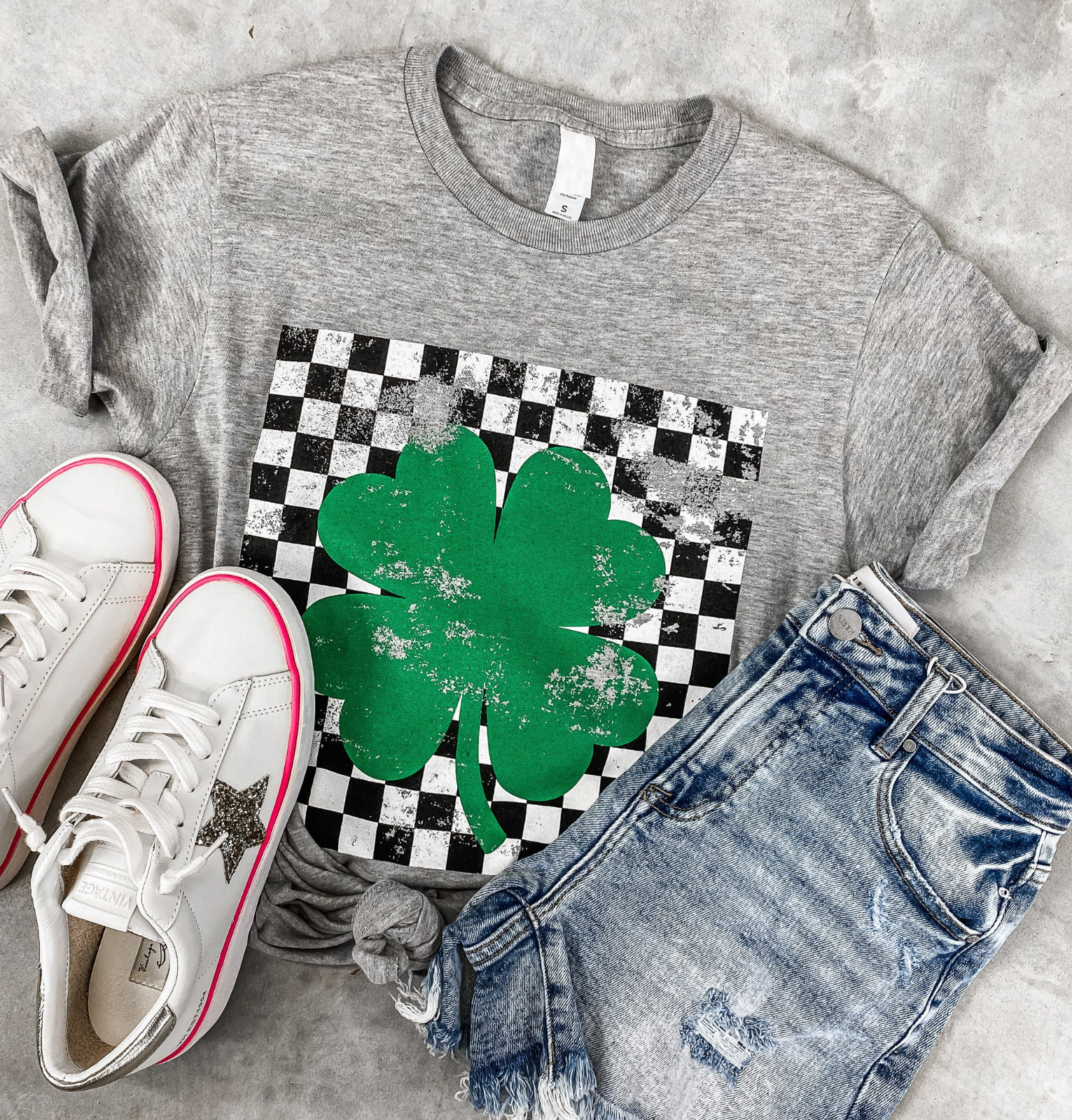 Checkered Shamrock St Patricks Day tee Shamrock shirt st pattys day shirt Lucky