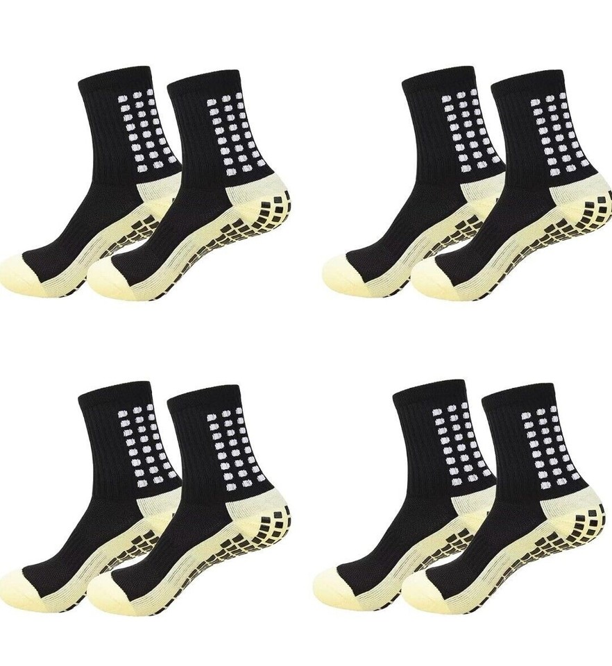 4 Pair Sport Socks Anti Slip W/ Grip Soccer Men Football Basketball