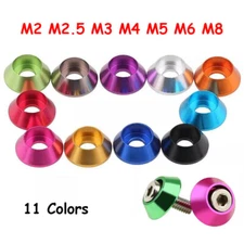M2 to M8 Colors Aluminum Alloy Cone Cup Head Washers Gasket Fit for Bolts Screws