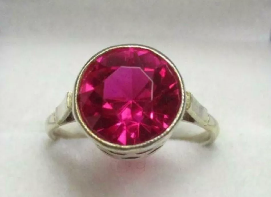 Chic Vintage Russian Ruby Ring Sterling Silver 875 Antique Jewelry USSR Size 9
