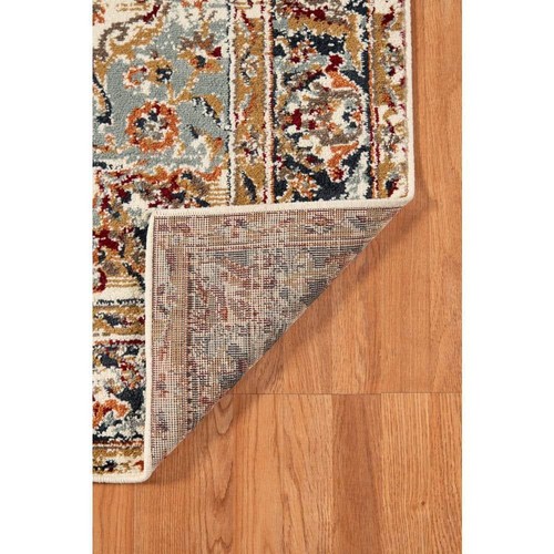 Allure 8 x 10 Ivory/Navy Blue Medallion Pattern Area Rug for High Traffic Living - Picture 4 of 7