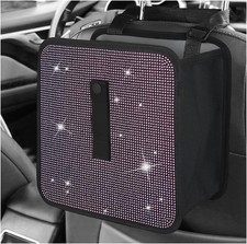 Car Foldable Trash Can, Bling Rhinestone Oxford Garbage Container Hanging