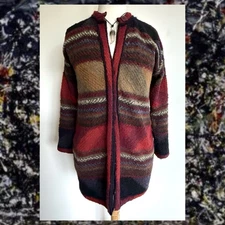 Paititi Woolens Cardigan Alaska 100% Alpaca Wool Heavy Hand Knit Woman’s M ⛄️