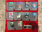 Lot Of 10 NES Games & Controller: Bases Loaded 3, Commando, Dr Mario, Ice Hockey