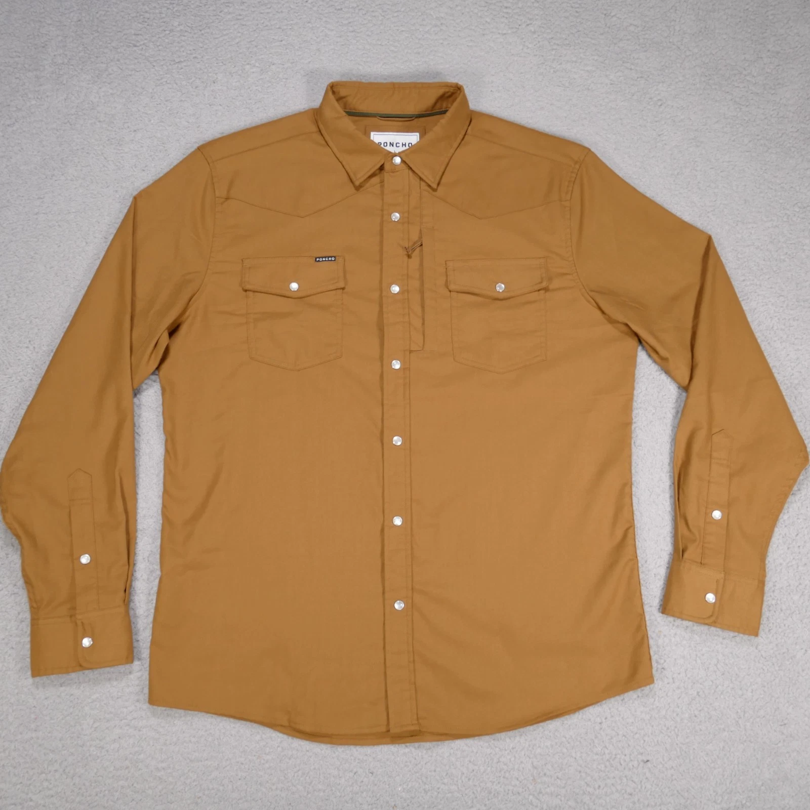 Poncho Western Shirt Men’s Large Slim Fit Brown Long Sleeve Pearl Snap Fishing
Opens in a new window