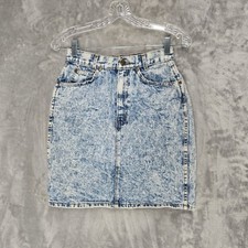 Chic Denim Skirt Womens 7 Blue Acid Wash High Waisted Vintage USA Retro Pencil