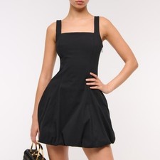 Abercrombie The A&F Mila Bubble Hem Skort Mini Dress in Black Size Large NWT