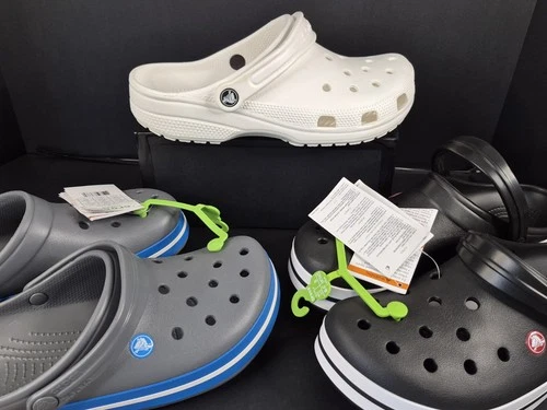 CROCS CROCBAND CHOSE GREY BLACK WHITE 8/10 9/11 11/13 12/14 NEW!
