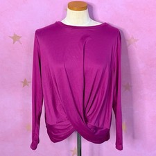 ModCloth A Twist Of Fun Long Sleeve Knit Top - Fuchsia Size 2X Flirty Classic