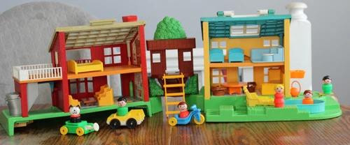 Fisher Price Little People Neighborhood Playset & Accessories #2551 Vintage 1988