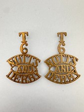 WW1 British Army T6 Notts and Derby Regiment Shoulder Title Badges