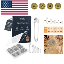 Versatile 300 Safety Pins in 5 Sizes - Perfect for Sewing & Craft Projects
