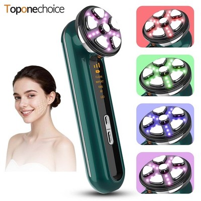 Face Neck Skin Tightening Device RF Microcurrent Massager with LED Light Therapy