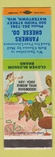 Matchbook Cover - Farmers Cheese Company Watertown WI hillbilly Clover Blossom