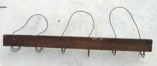 antique victorian 32" HAT COAT wood wire hook WALL RACK signed COBURN ATHOL MA - Picture 4 of 7