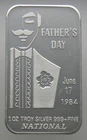 1 oz Silver Bar .999 Fine - Father's Day 1984 - National Mint