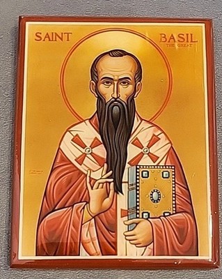  Icon Saint Basil The Great W/ Wood Stand About 3'' X 4'' Pre Owned Free Shipping 
