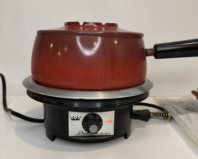 #ad Vtg Regal 6711 Mardi Gras Red MCM Electric Fondue Set Tested w 8 Forks $19.99