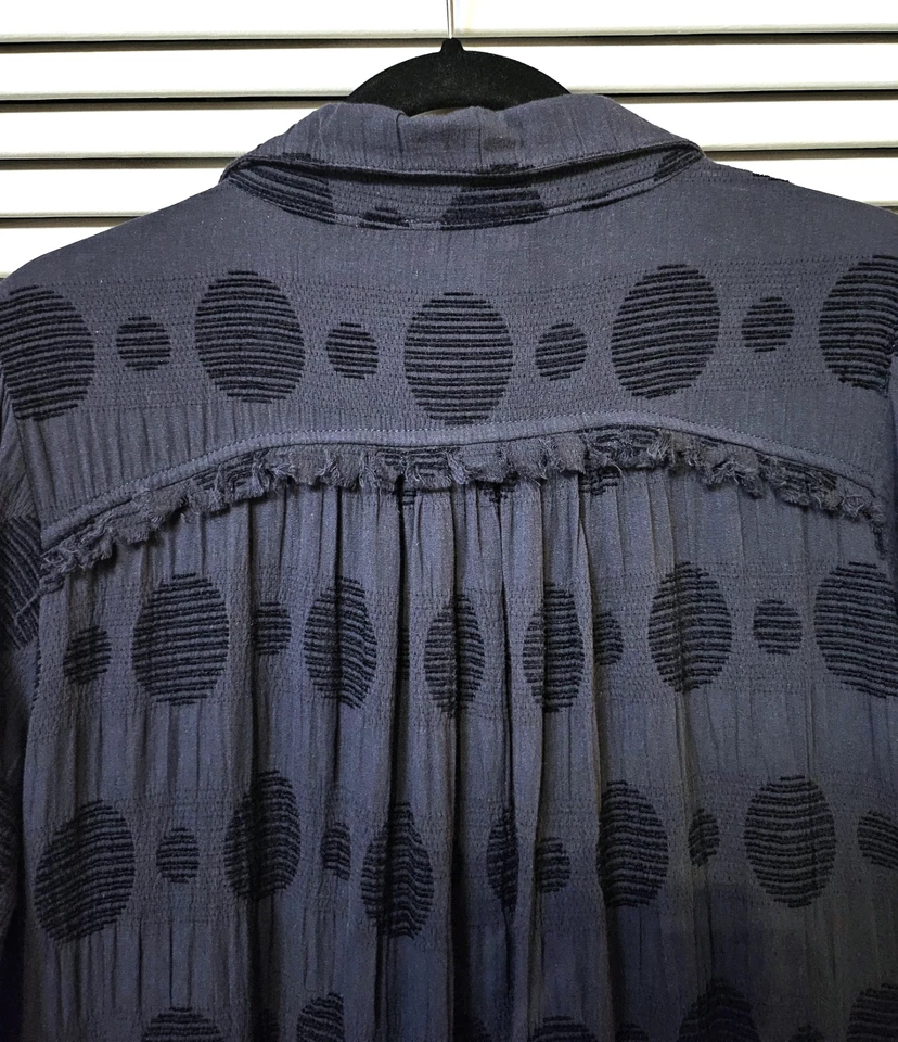 Maxi Vestido Largo 3/4 Negro Punto Textura Cuello Niveles XL Foto 4 de 4