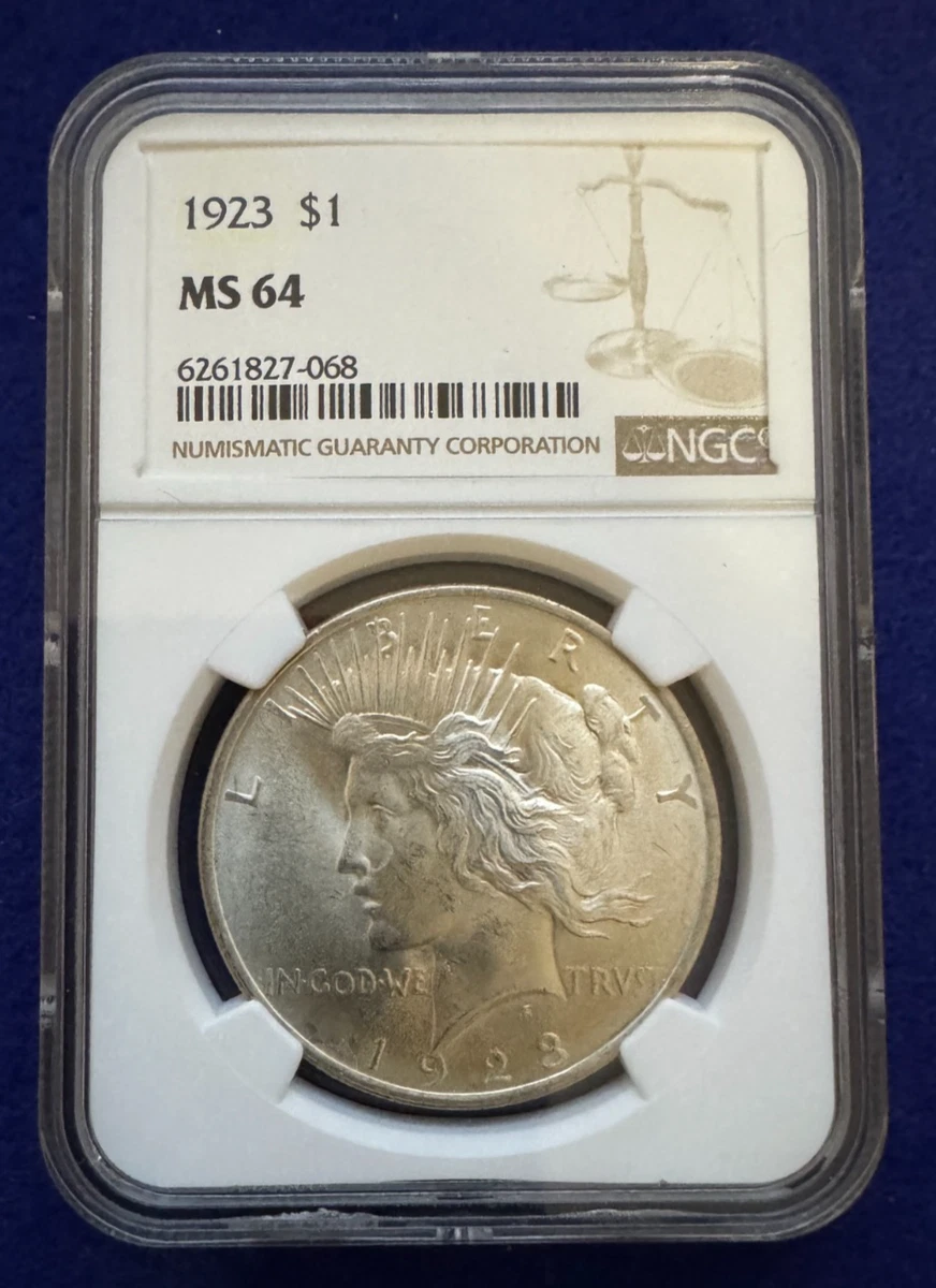 MS 64 Graded 1923 Year NGC Certified Peace Dollars (1921-1935) for