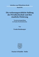 Ursula Steinkemper | Die Verfassungsrechtliche Stellung Der Privathochschule...