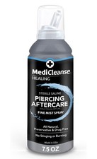 MediCleanse Sterile Saline Piercing After Care - Fine Mist Spray 7.5 Oz Exp:6/26