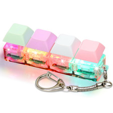 Fidget Keyboard Clicker Keychain w/ LED Light - Stress Relief Toy
