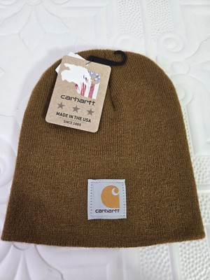 NWT Carhartt Beanie Winter Knit Hat Stocking Cap Workwear Farm Brown USA 