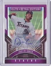 2015 Elite Extra Edition Autograph Status Purple Die Cut Justin Garza 51/75 Auto