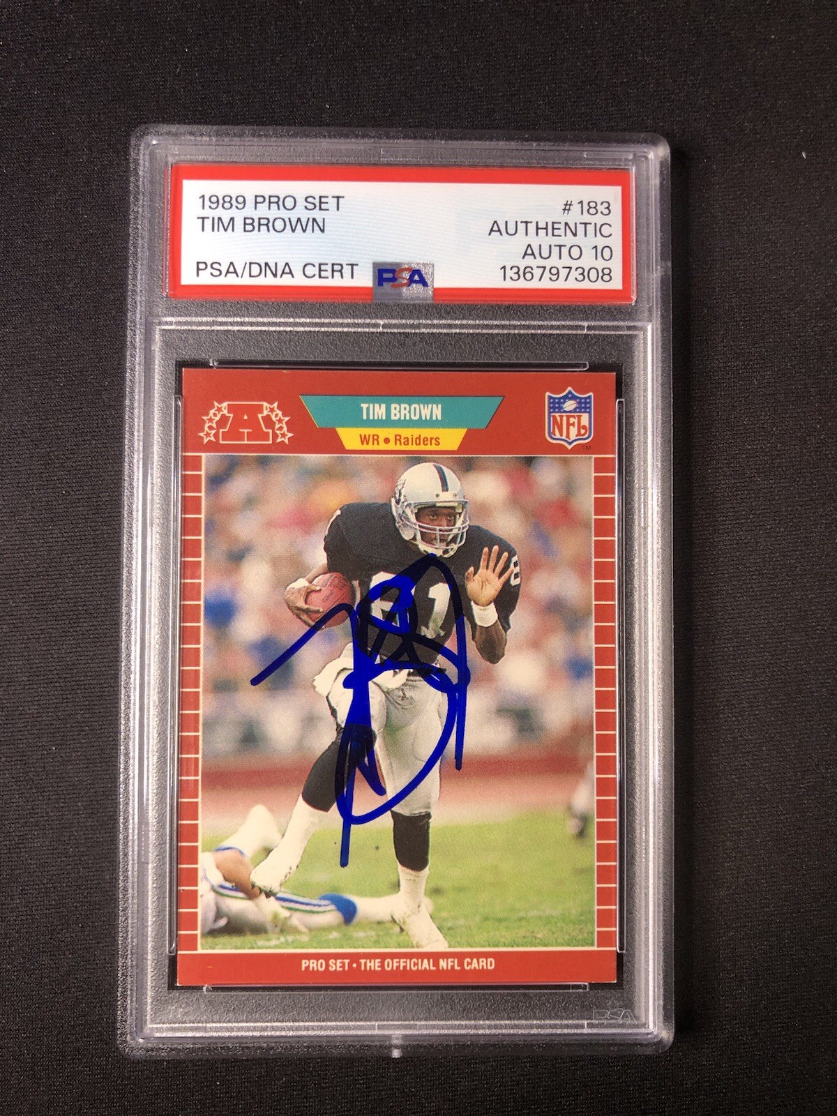 1989 Pro Set - Tim Brown #183 Rc Psa DNA Auto 10 Rookie 